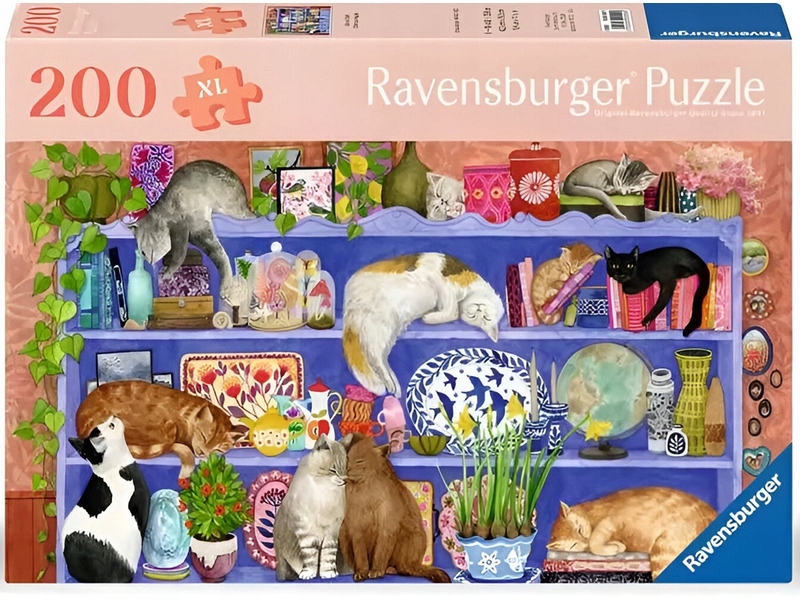 Ravensburger Zvieracie puzzle - Mačky na poličke 200 dielikov